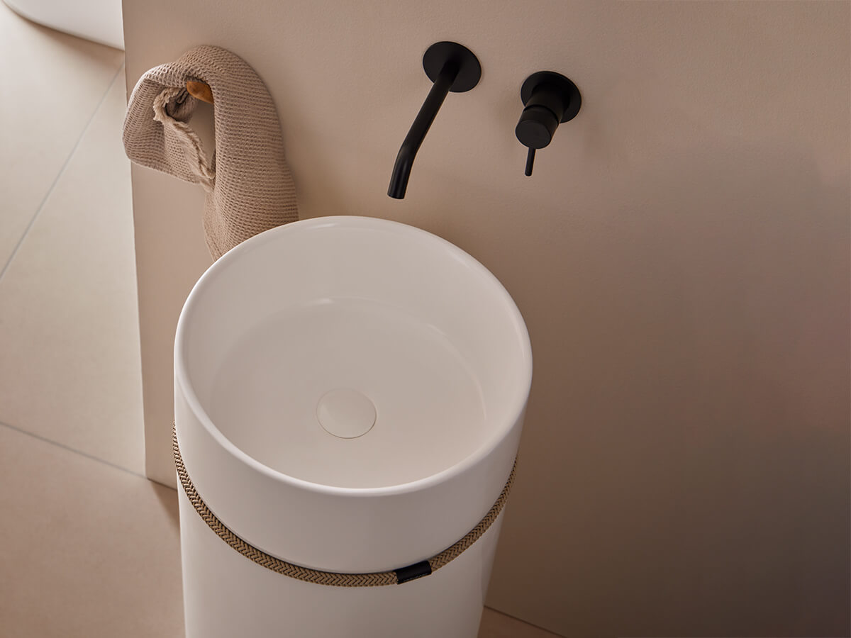 Tempo - Lavabo blanc en colonne