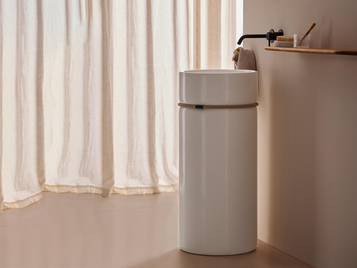 Tempo - Lavabo blanc en colonne