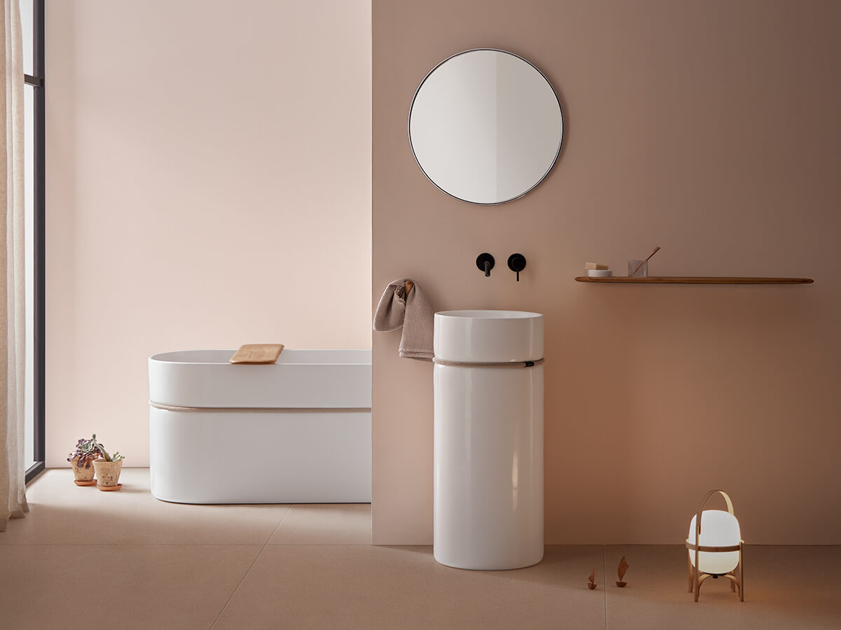 Tempo - Lavabo blanc en colonne
