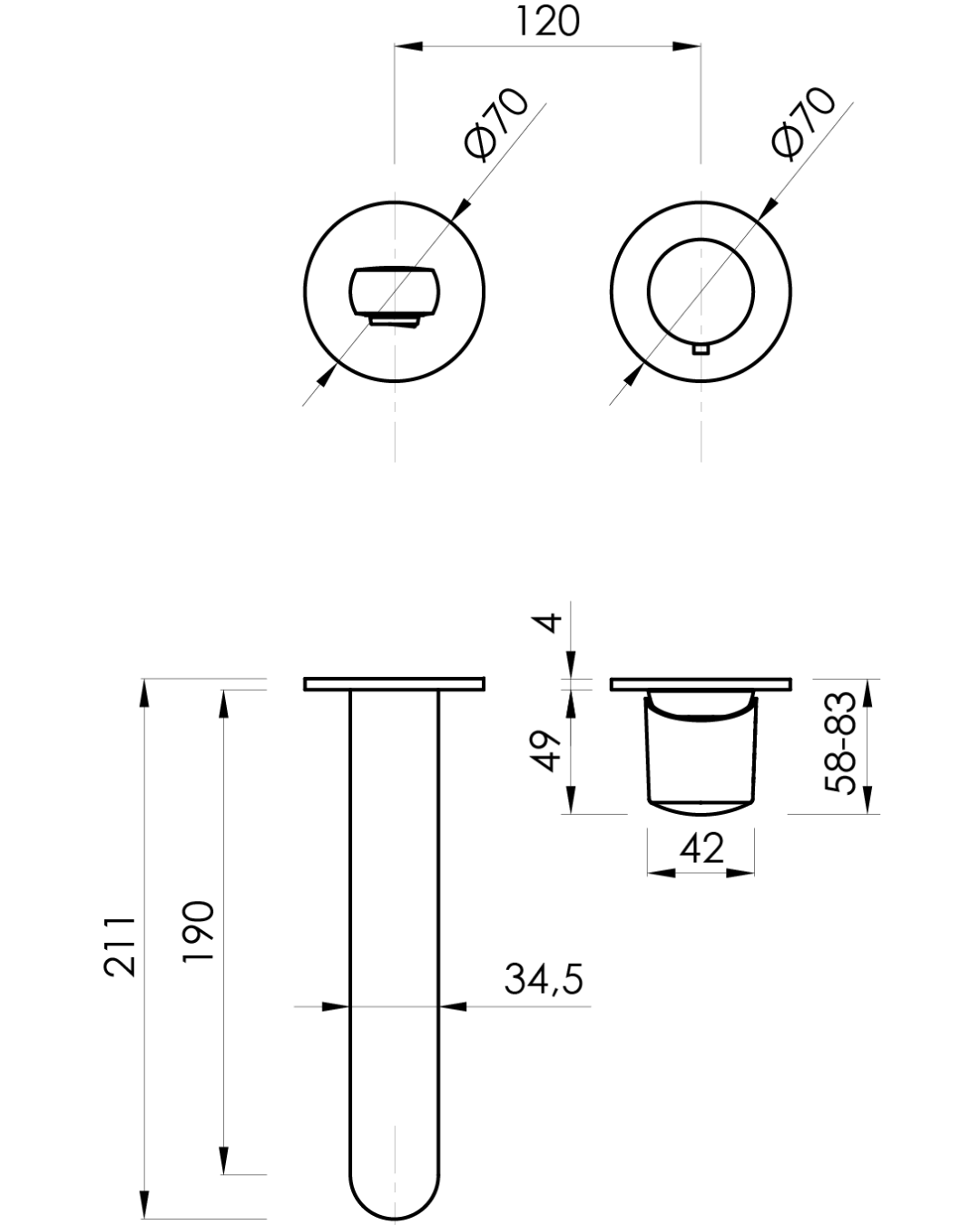 Dedal : Mitigeur encastré noir pour lavabo