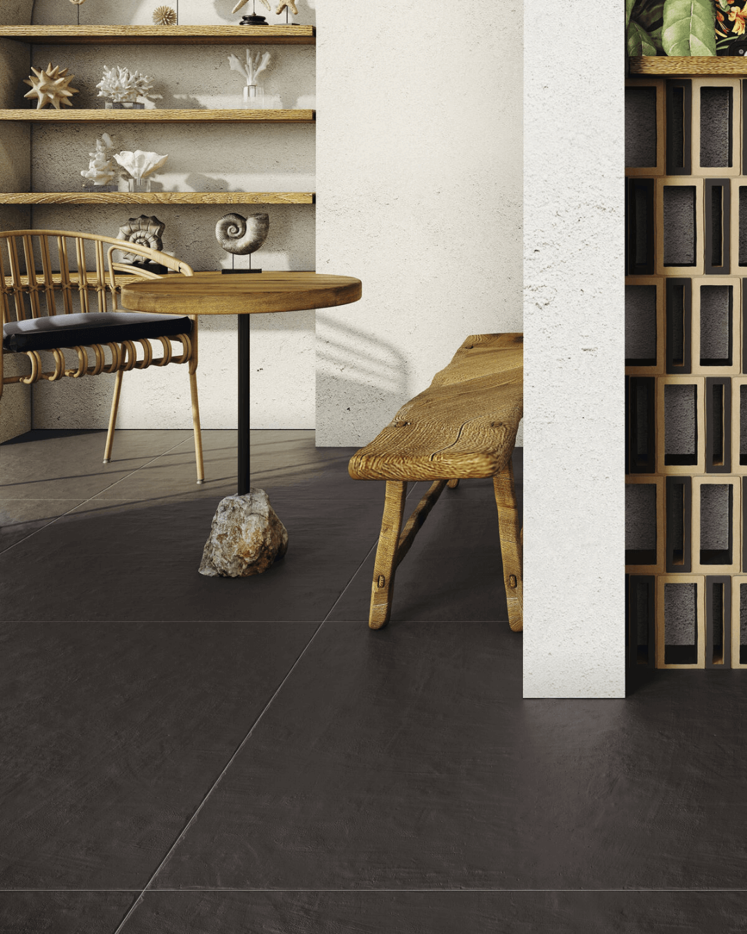 A Piedi Black 100x100 - Carrelage noir terre cuite mural et sol pleine masse