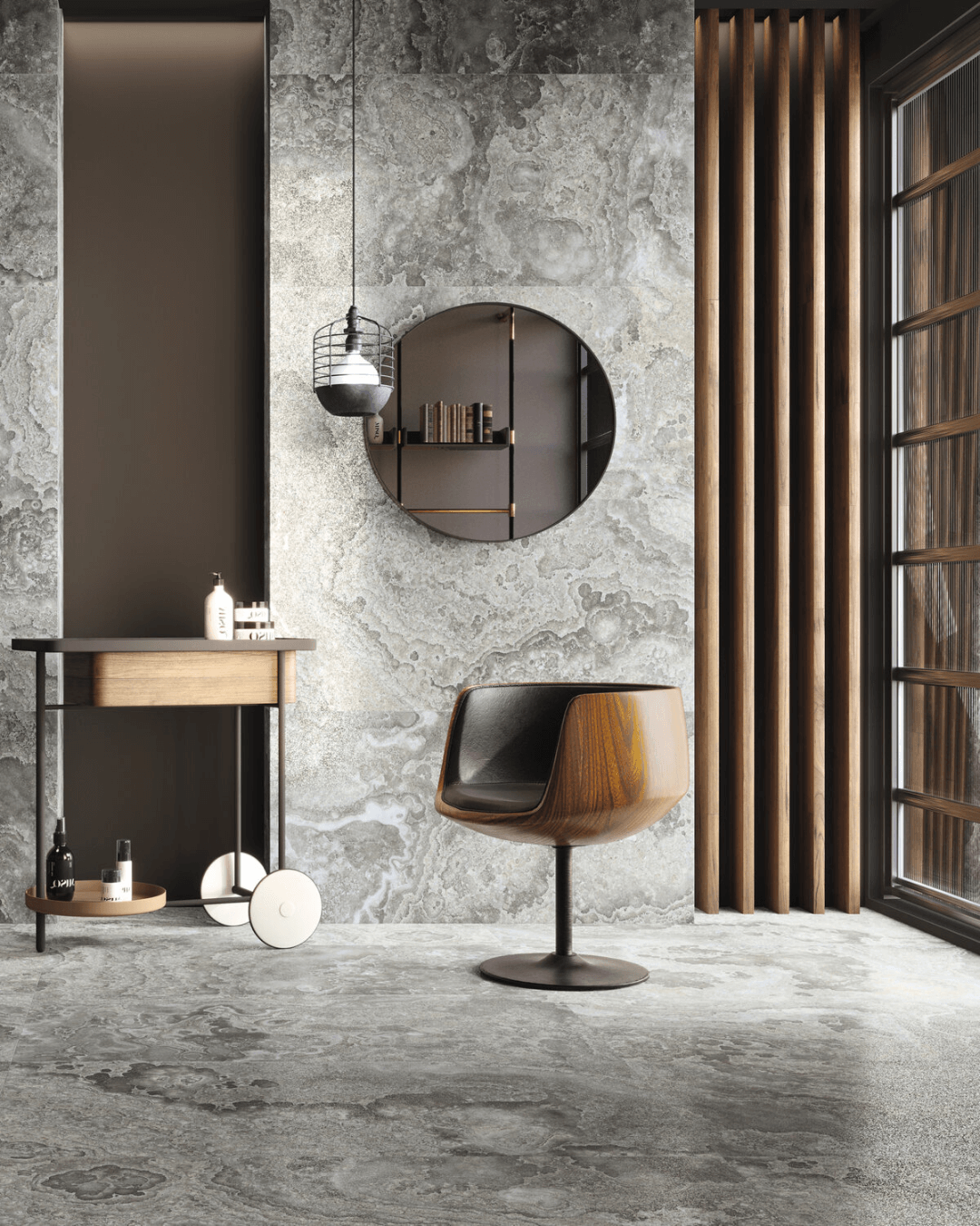 Agate Grey 60x120 - Carrelage mural et sol style pierre et marbre gris