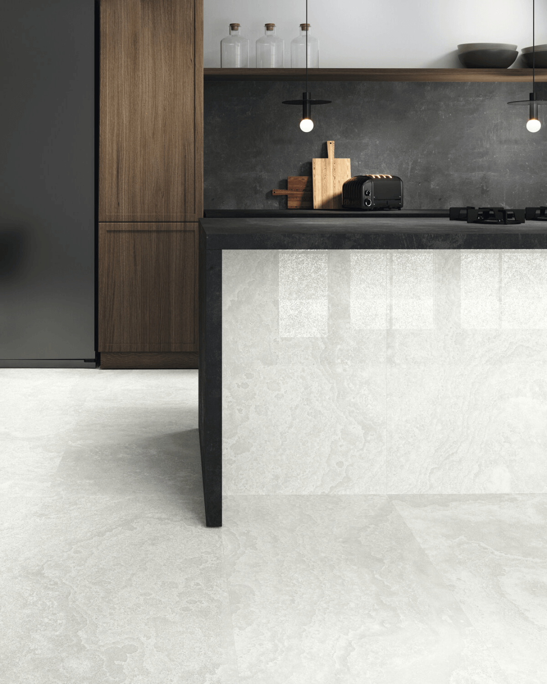 Agate White 60x120 - Carrelage mural et sol style pierre et marbre blanc