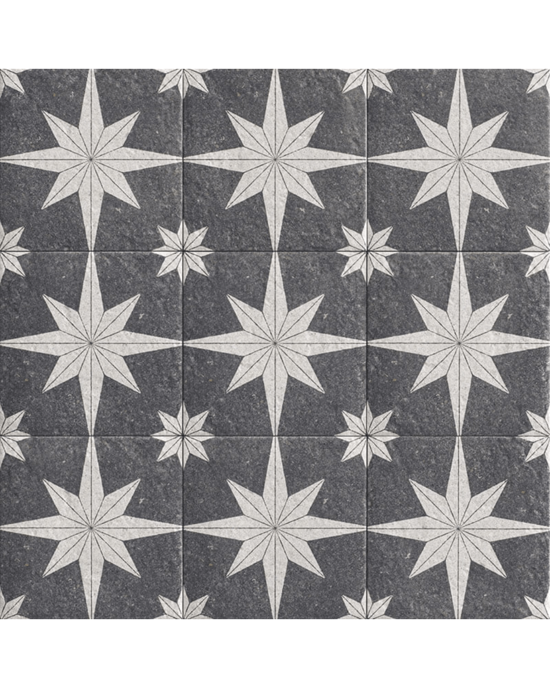 Bali Compass Lava 20×20 - Carrelage à motif mural et sol gris-blanc style Pierre