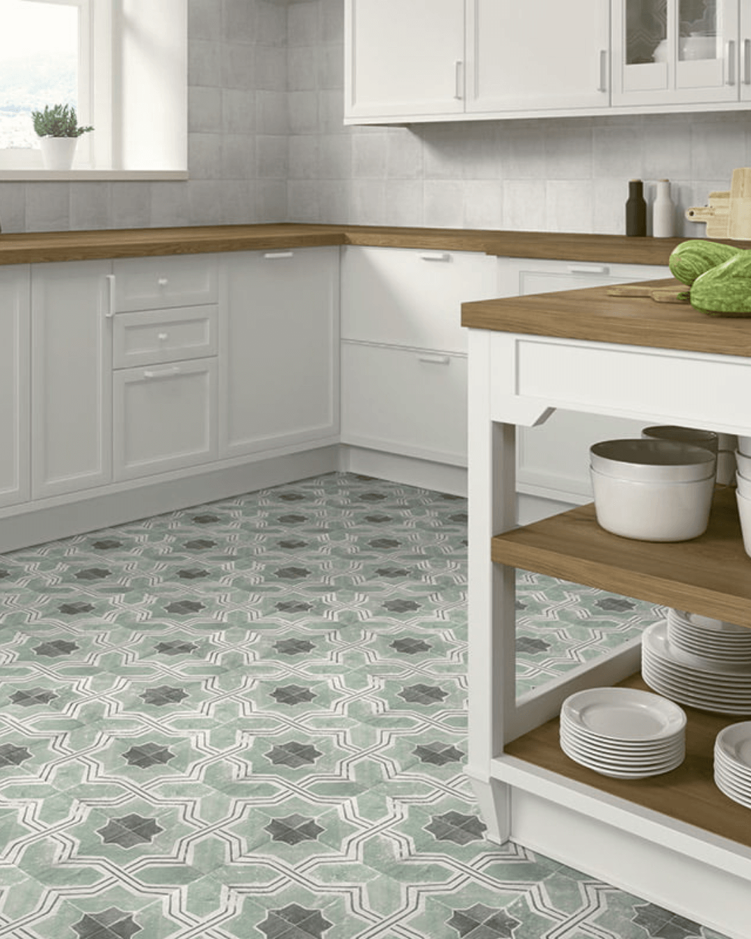 Carino Deco Iberia 20x20 - Carrelage décoratif mural et sol gris et blanc style Carreau de Ciment