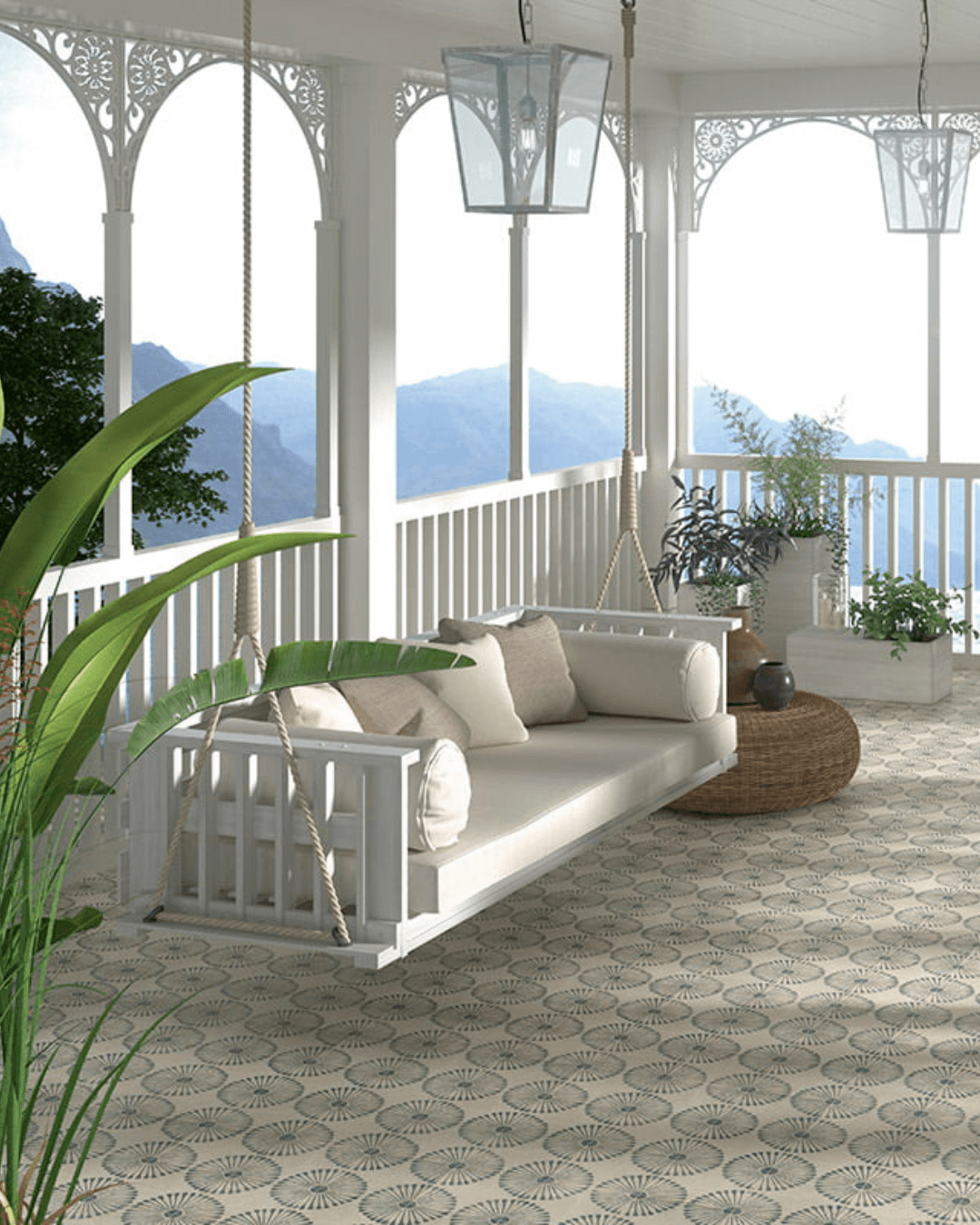 Carino Deco Palma 20x20 - Carrelage décoratif beige sable mural et sol style Carreau de Ciment