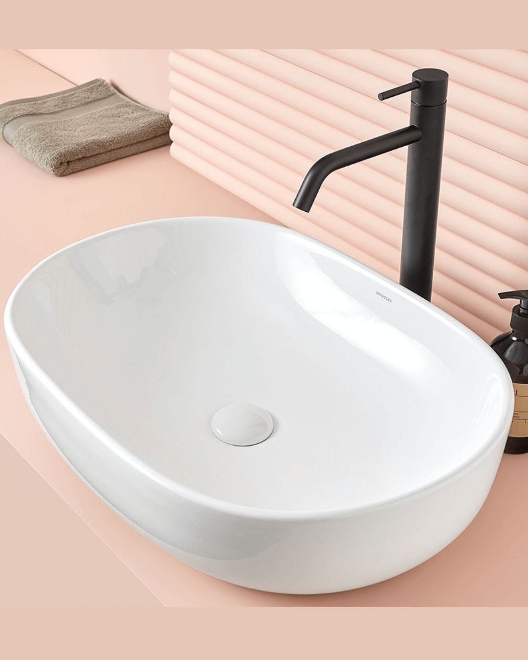 CHIURE : Vasque ovale à poser en céramique vitrifiée 60x42.5x14.5