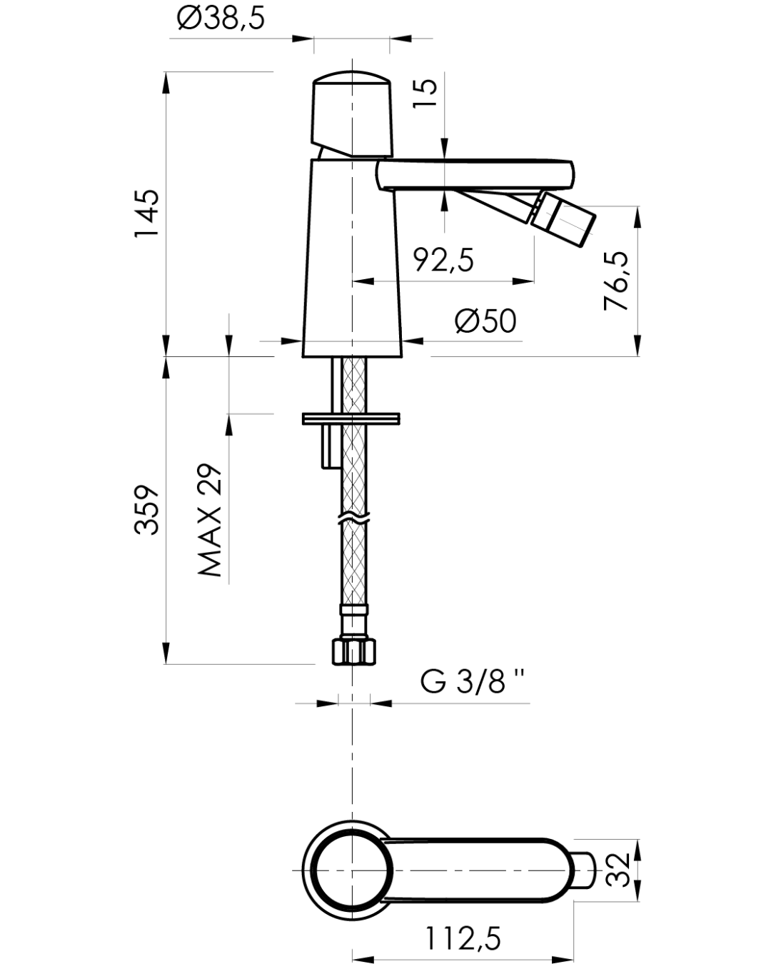 Dedal : Mitigeur de bidet finition brute