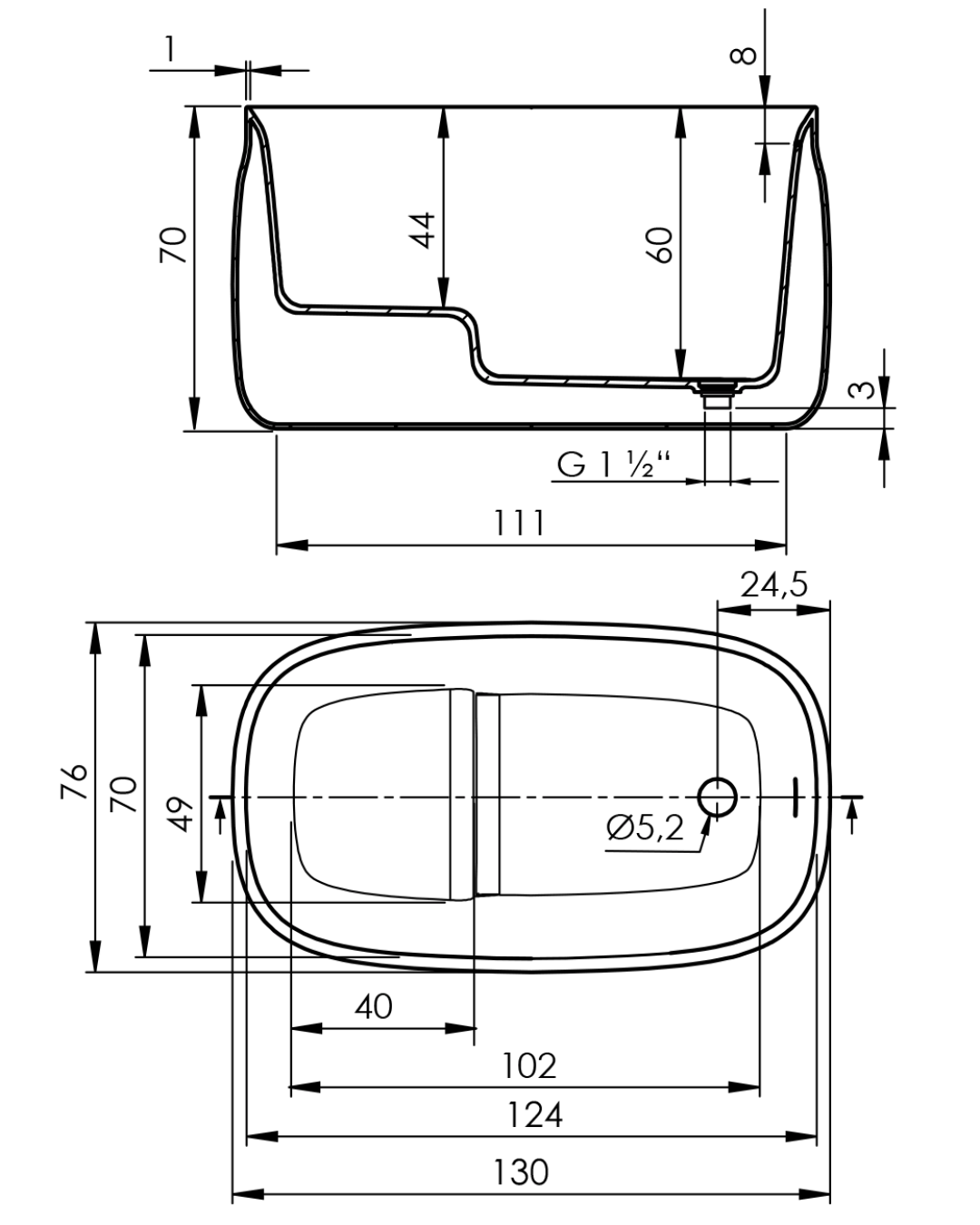 Duna Ofuro : baignoire style japonais, blanc mat