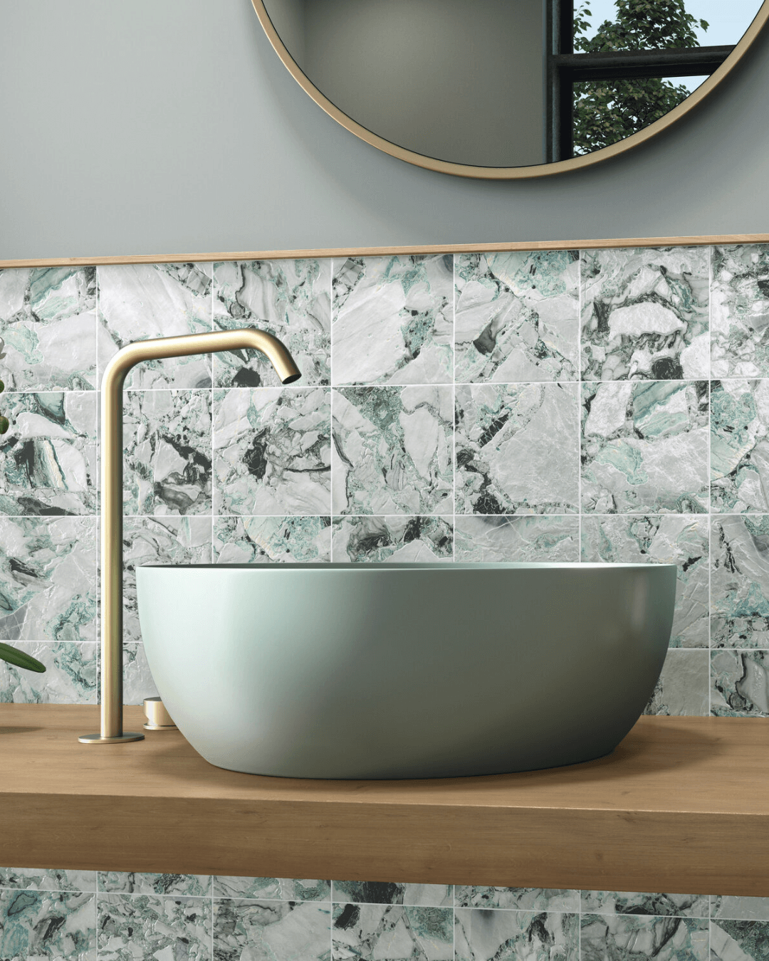 Ice Berilo 15x15 - Carrelage mural marbre éclaté blanc-gris finition brillante