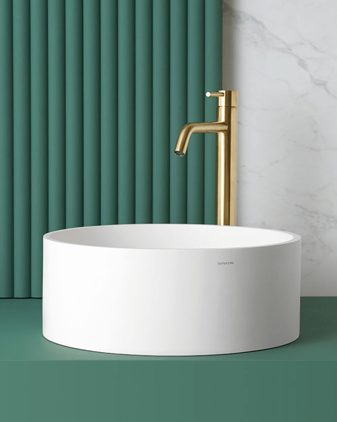 LUCENA : Vasque ronde à poser Ø40x15 en Gelcoat