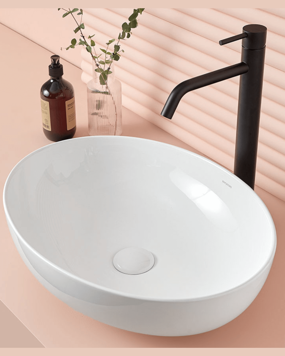 PARMA : Vasque ovale à poser en céramique vitrifiée 52x39.5x13.5