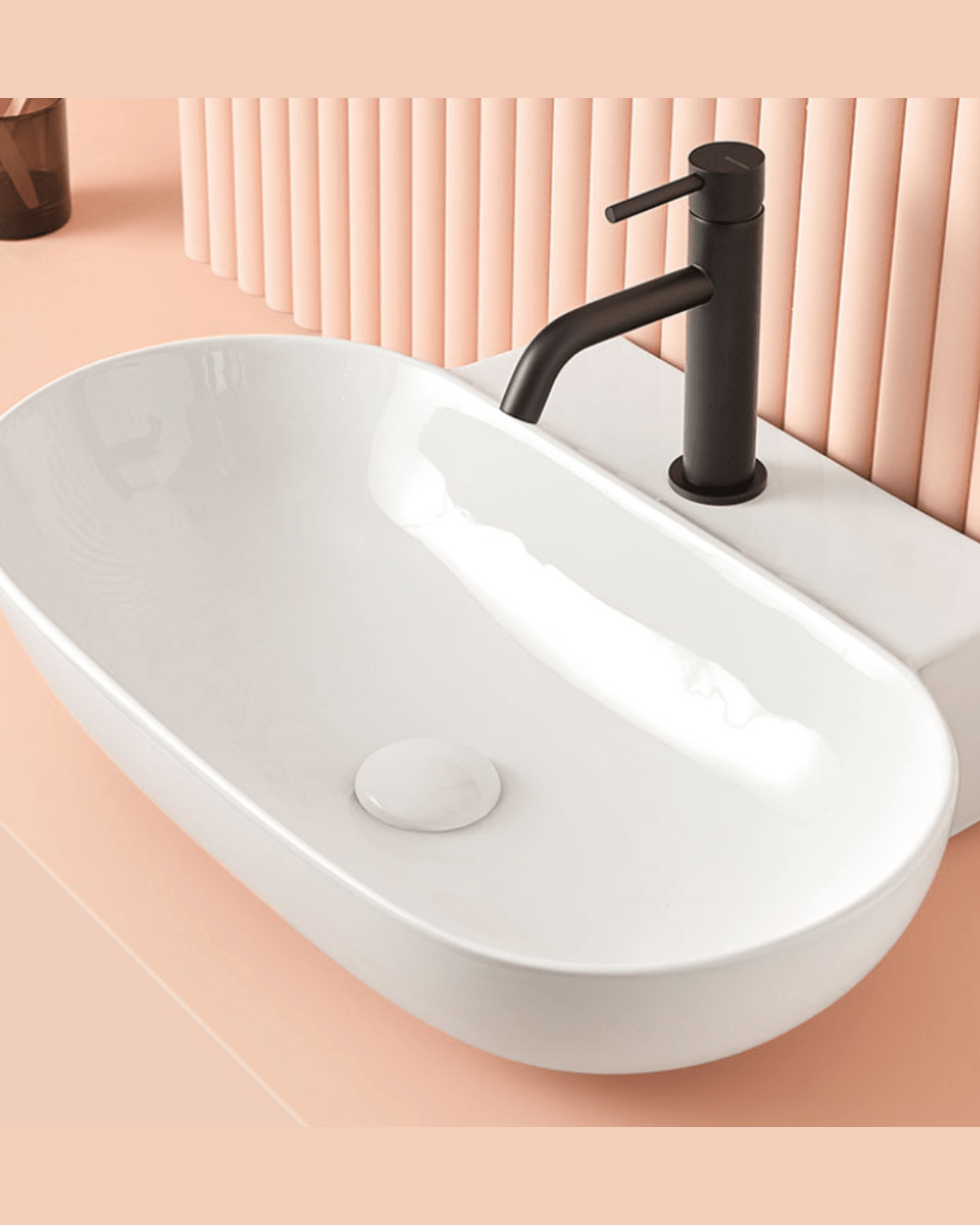 PISA : Vasque mural à poser en céramique vitrifiée 56x40x12.5