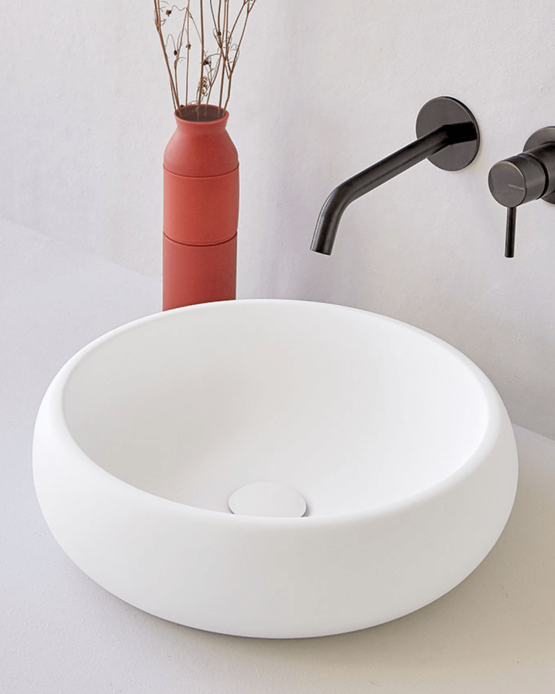 RONDO : Vasque rond à poser Ø36×12 & Ø40×12 en Gelcoat