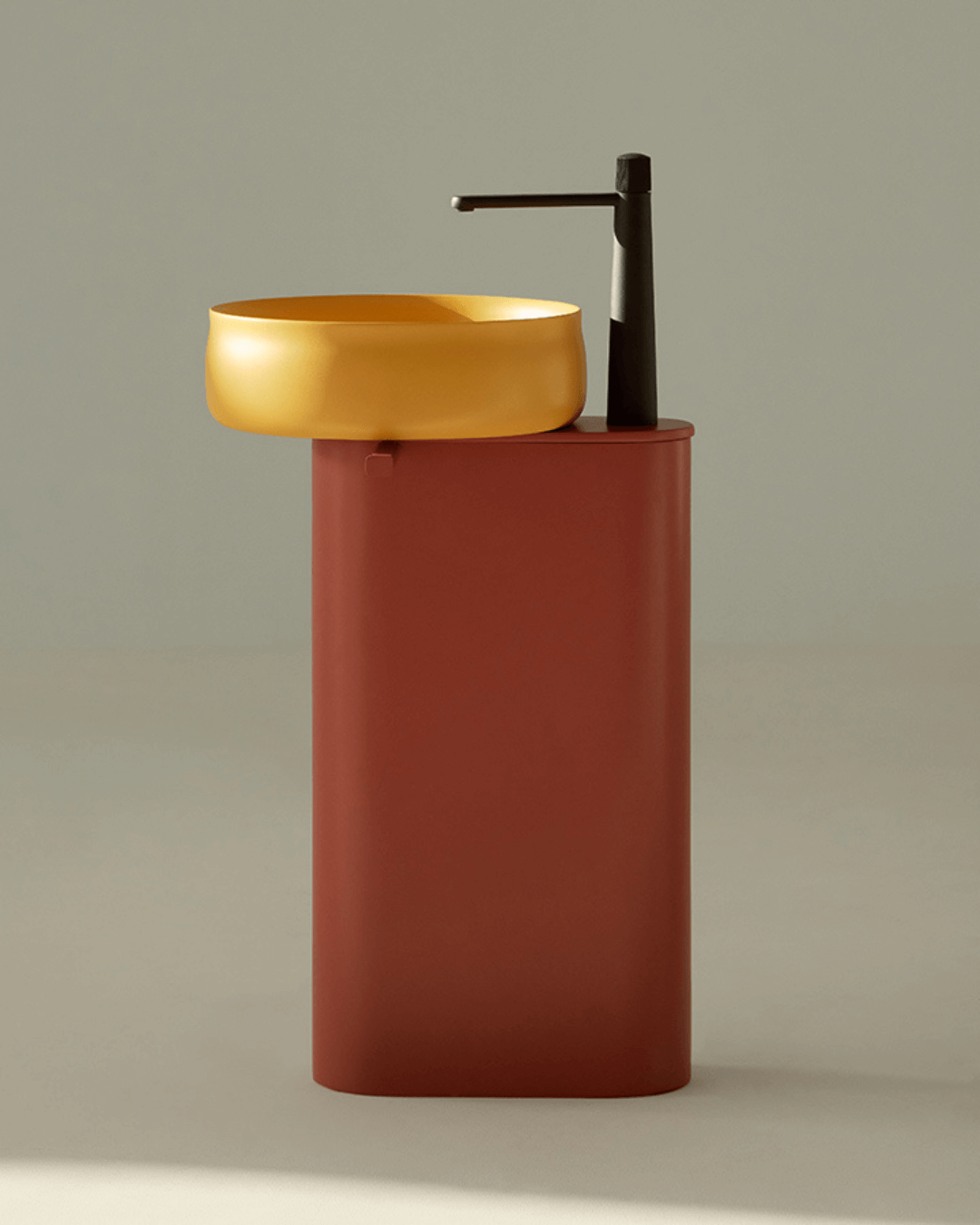 Duna : socle en îlot rouge pour lavabo