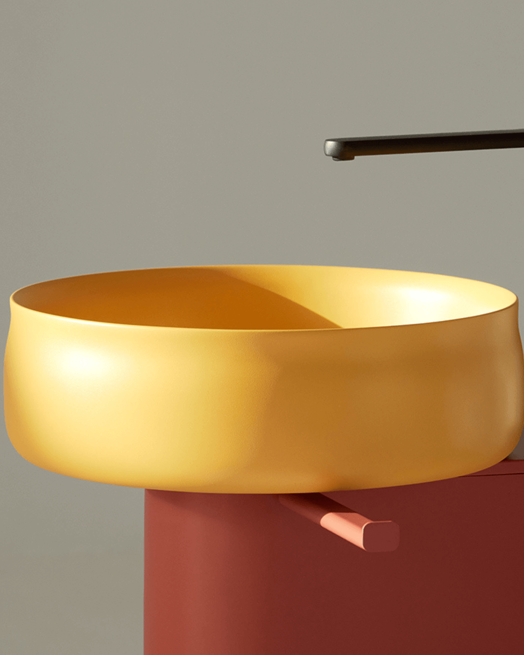 Duna : socle en îlot rouge pour lavabo