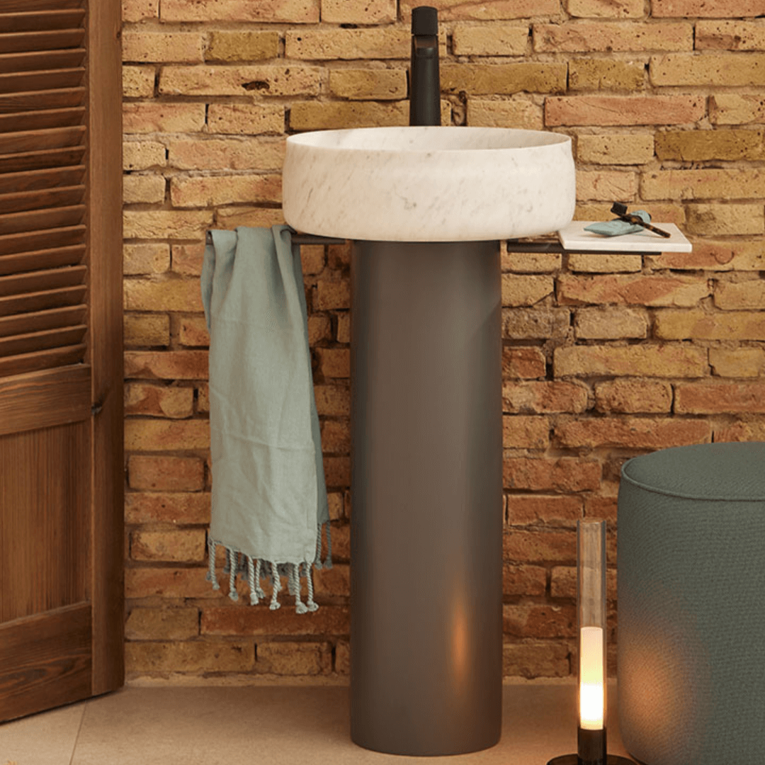 Duna : socle mural gris pour lavabo