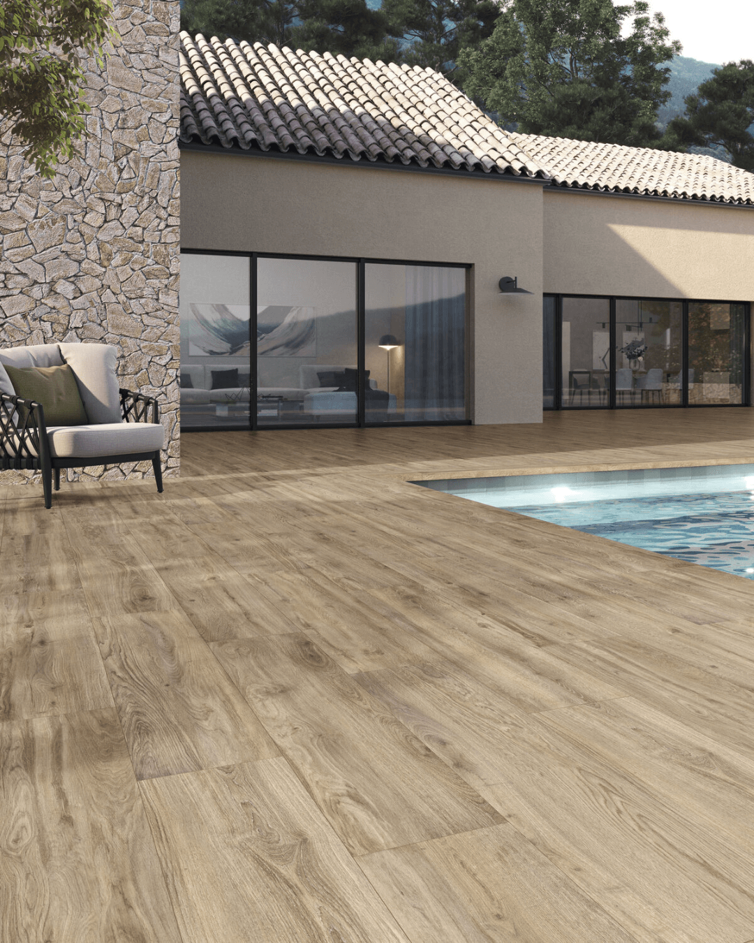 Anti-slip Sequoia Birch 25x150 - Carrelage antidérapant effet bois Bouleau blond cendré