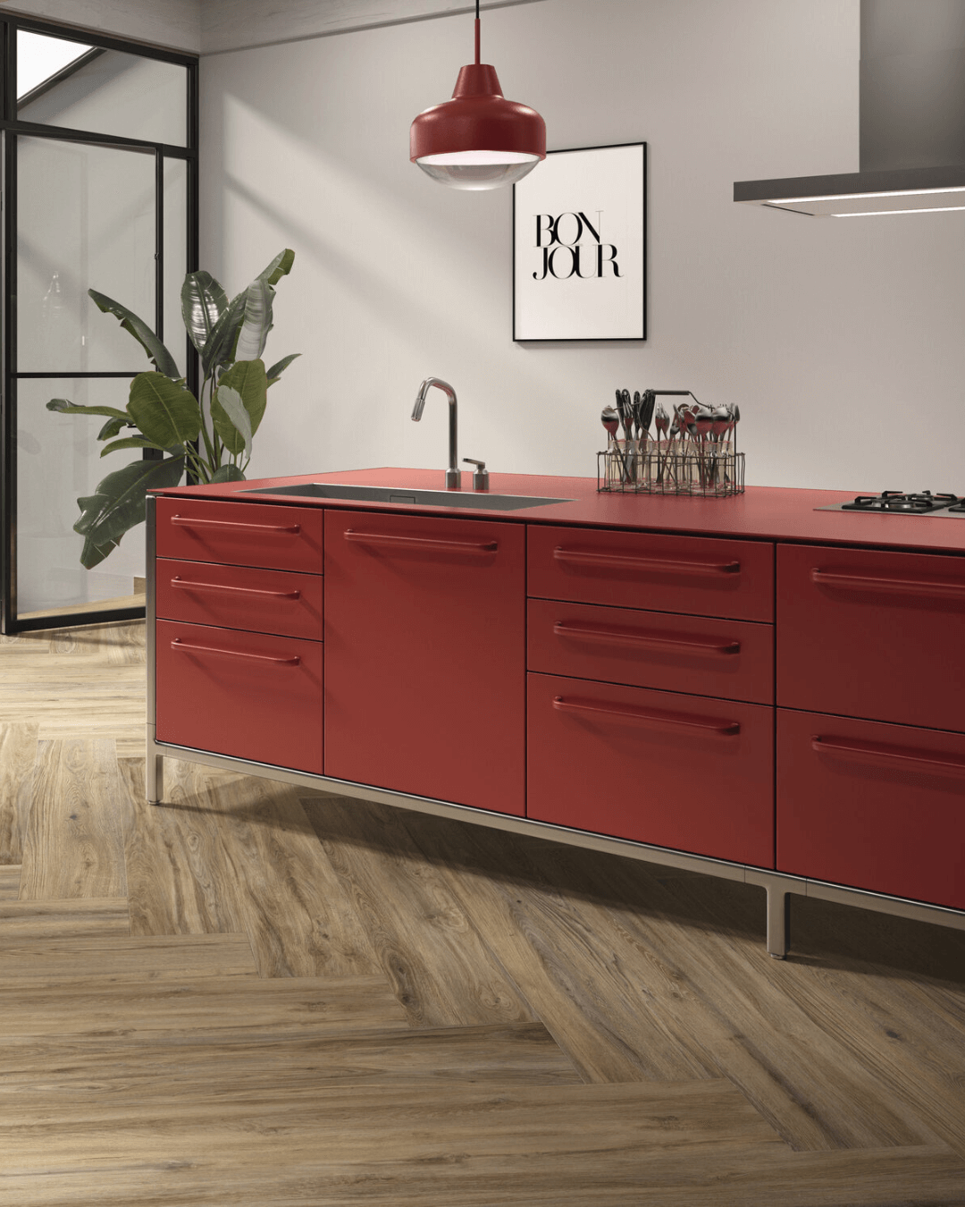 Sequoia Walnut 25x150 - Carrelage sol effet bois Noyer brun bords rectifiés