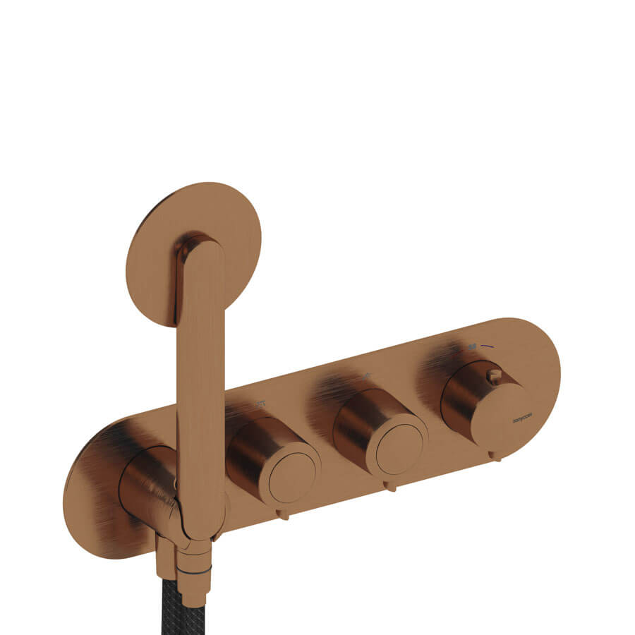 Dedal - Thermostatique de douche horizontal or rose brossé