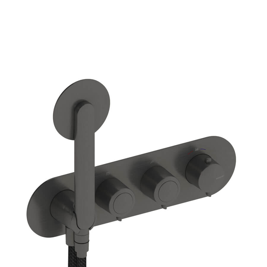 Dedal - Thermostatique de douche horizontal gris metal brut