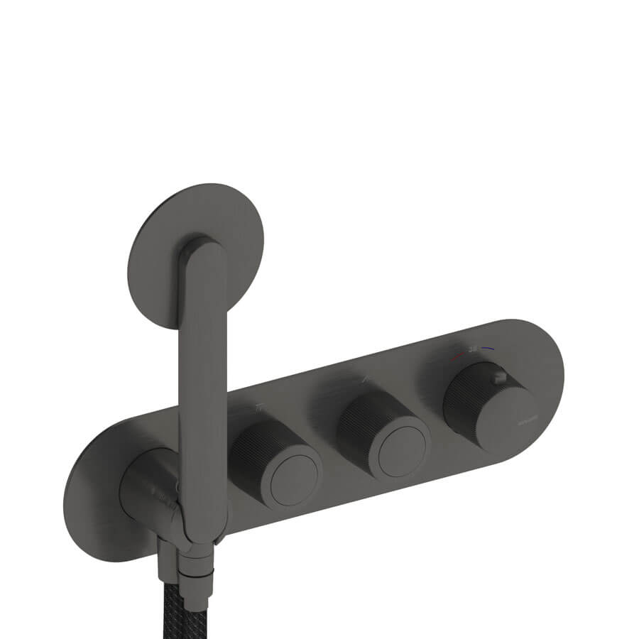 Dedal - Thermostatique de douche horizontal gris metal brut