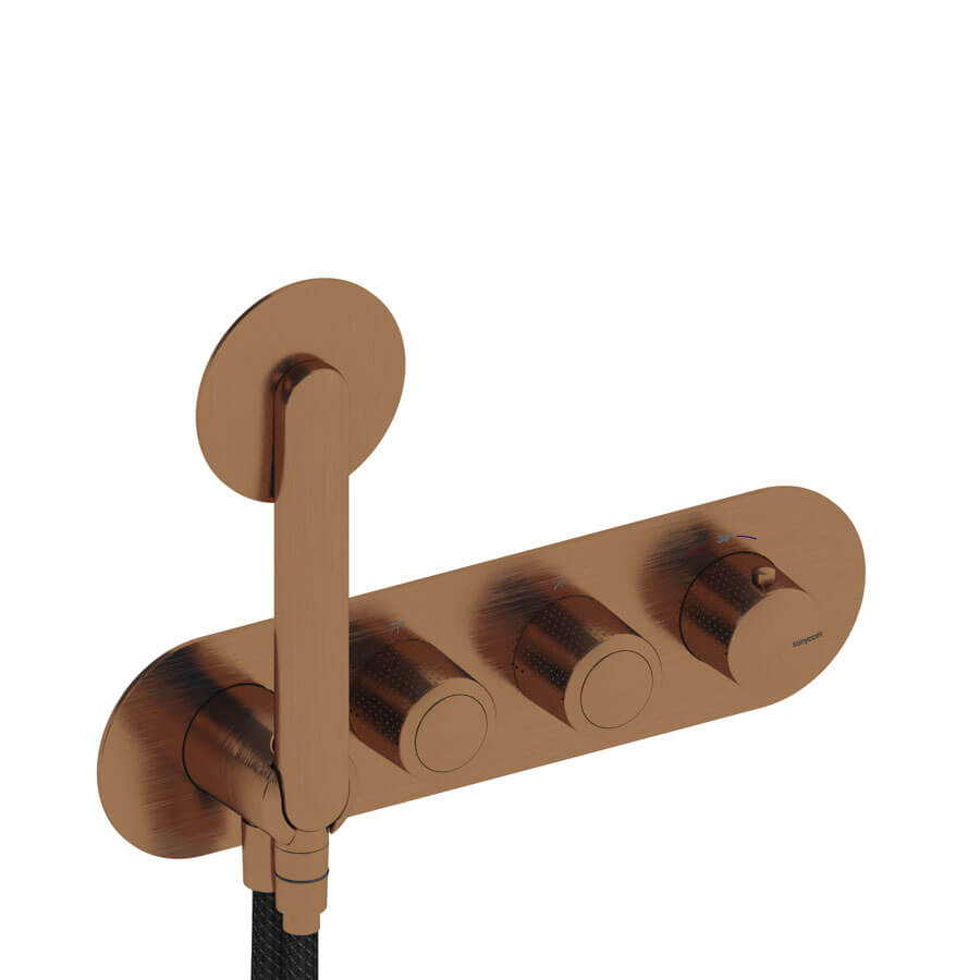 Dedal - Thermostatique de douche horizontal or rose brossé