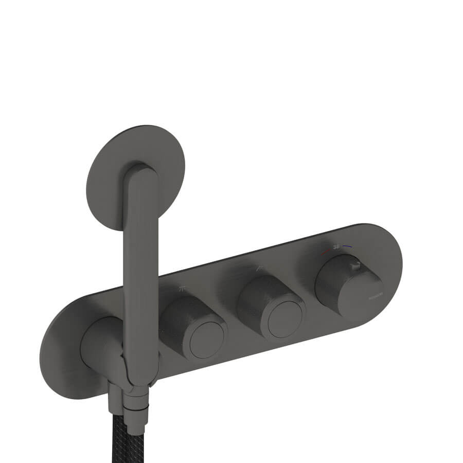 Dedal - Thermostatique de douche horizontal gris metal brut