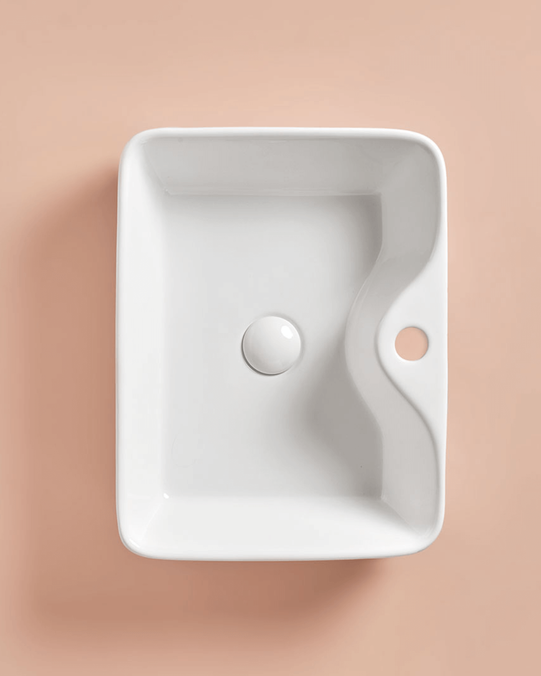 LECCE : Vasque murale rectangulaire à poser en céramique vitrifiée 49x38.5x13.5