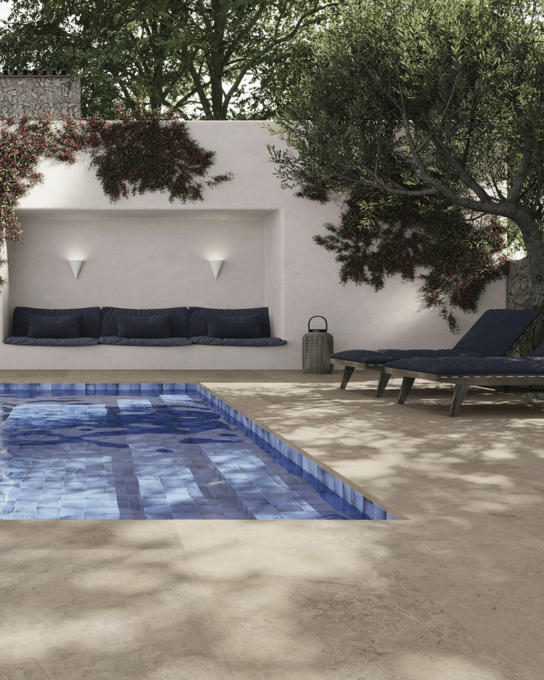 Anti-slip Bourg 60x120 - Carrelage antidérapant beige sol effet pierre bords rectifiés