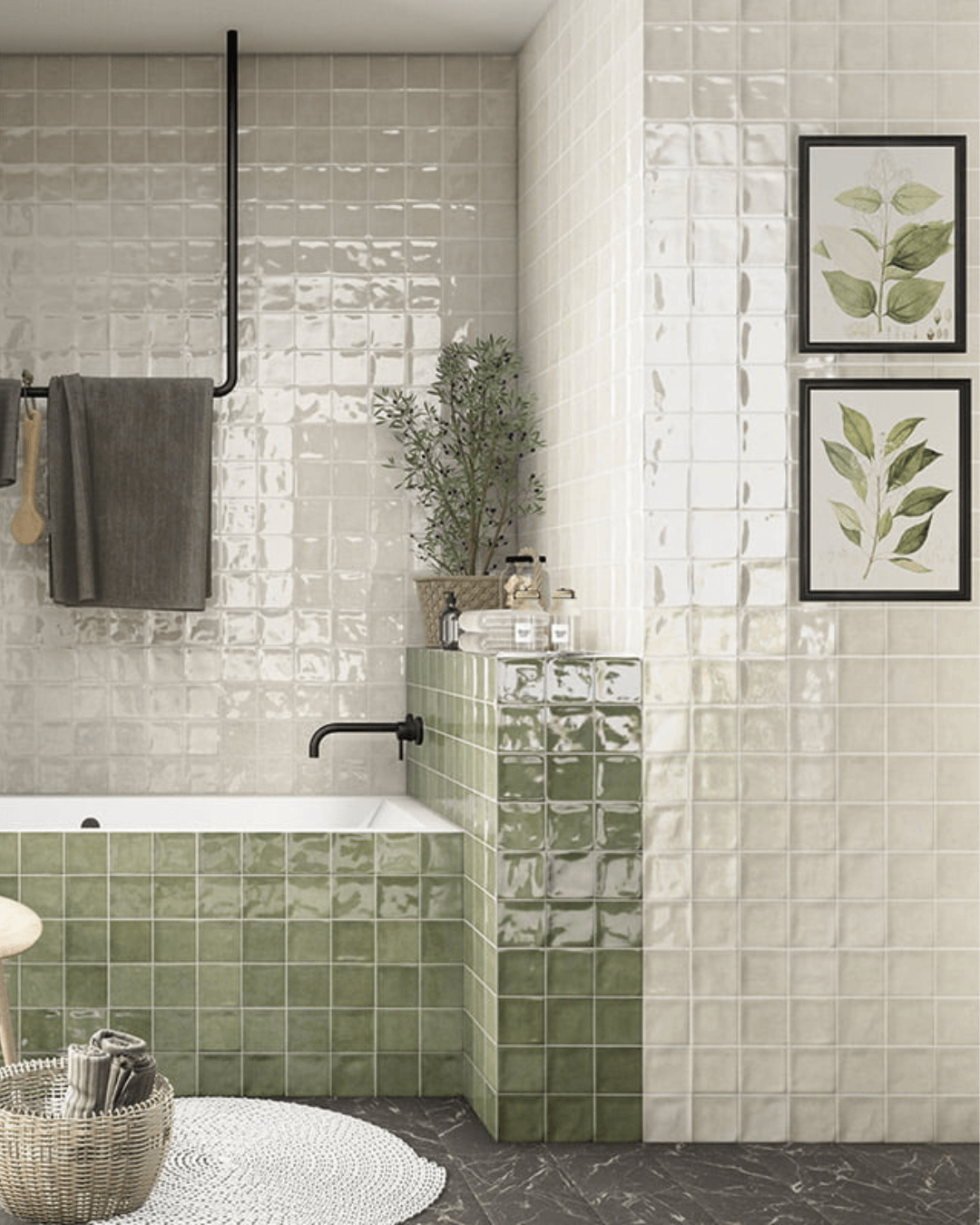 Chaouen Ice 20x20 - Carrelage mural blanc nacré brillant style Zellige