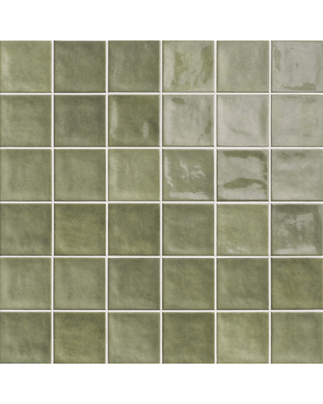 Chaouen Forest 20x20 - Carrelage mural vert brillant style Zellige