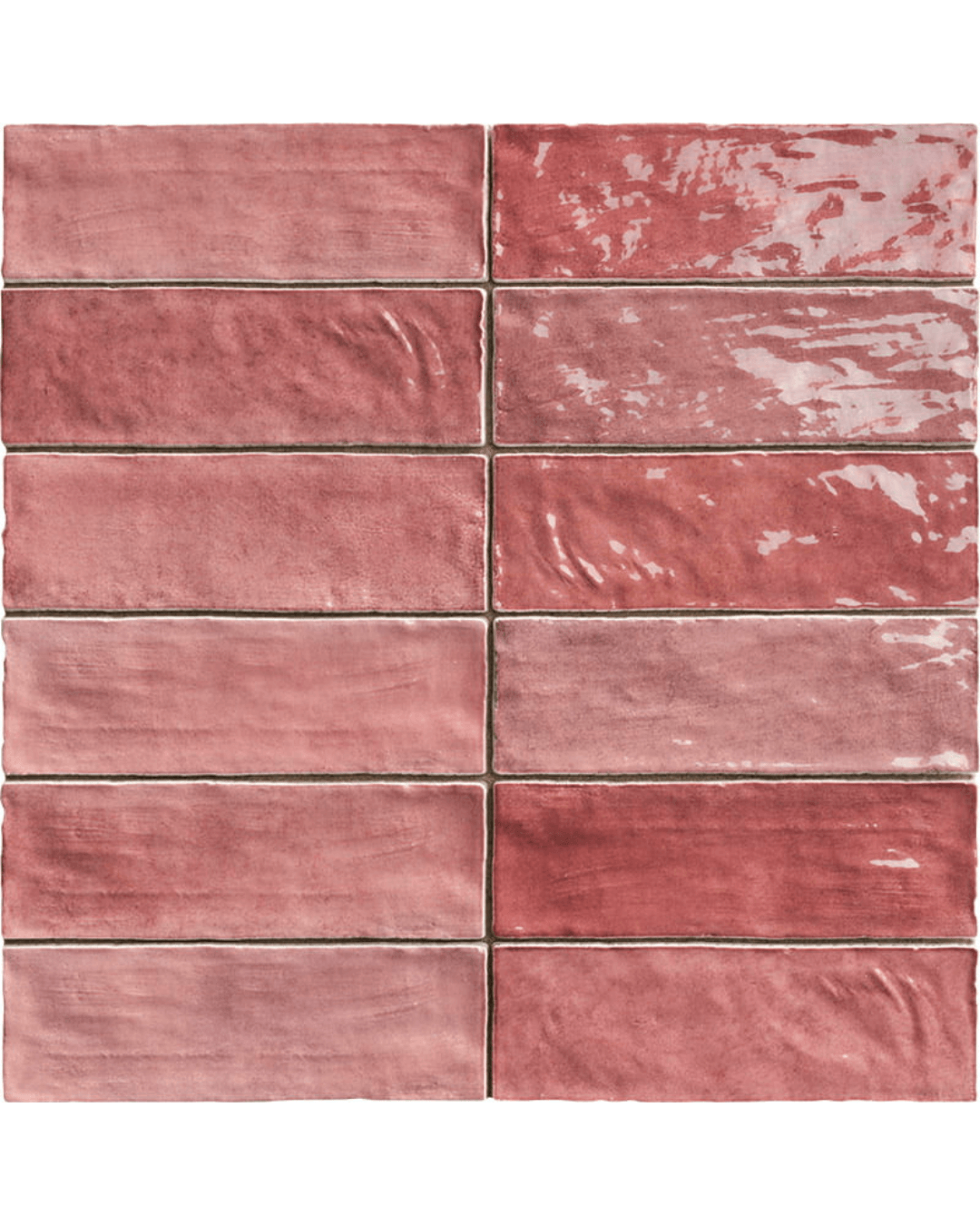 Positano Rubino 6,5x20 - Carrelage mural rouge brillant
