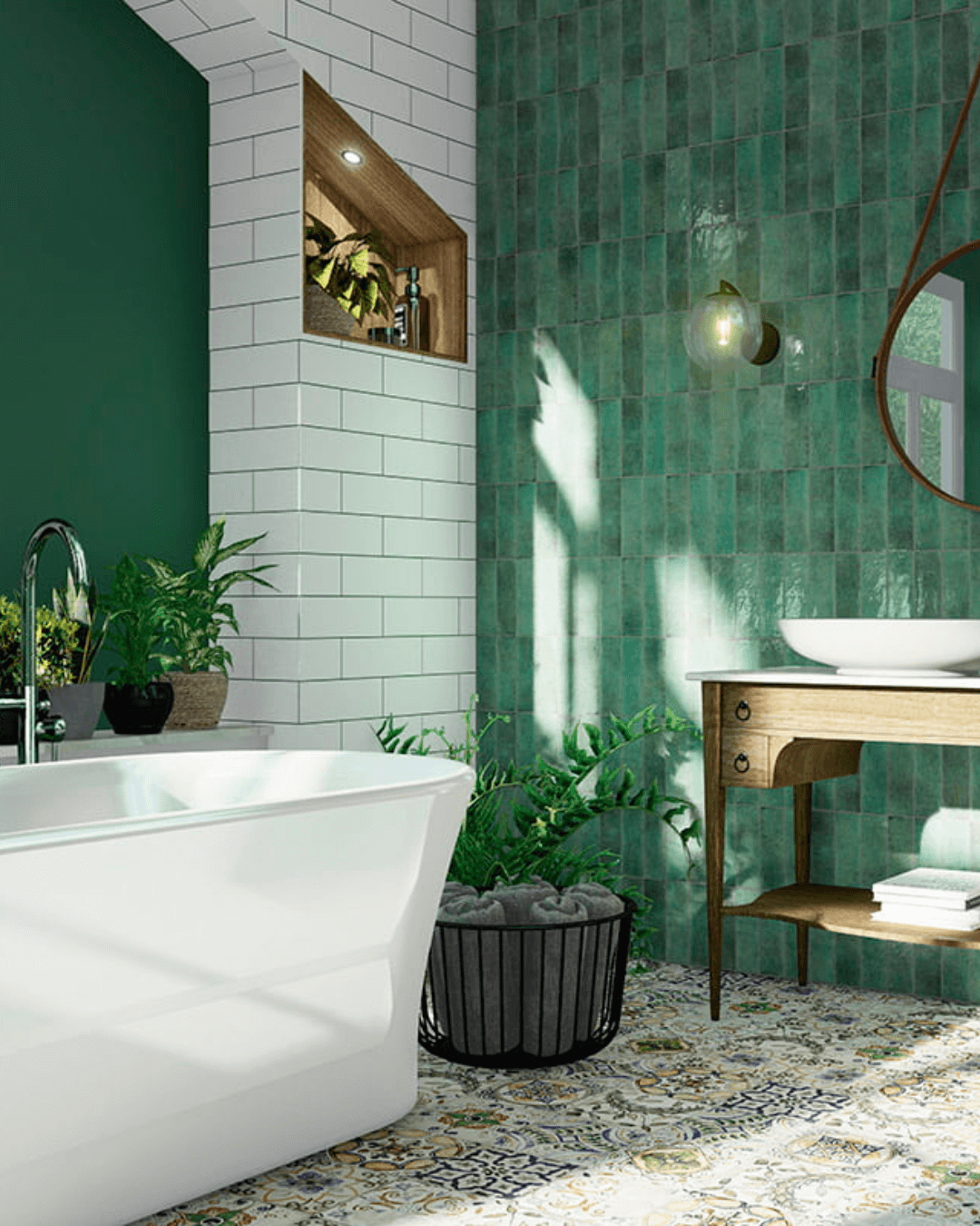 Positano Smeraldo 6,5x20 - Carrelage mural vert brillant