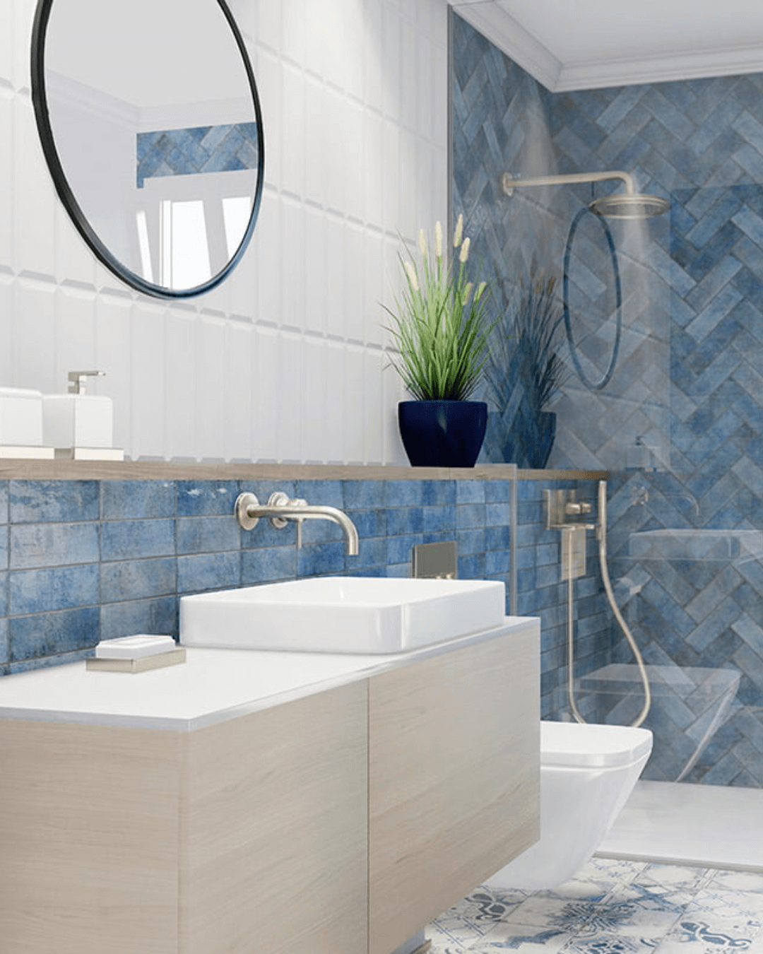 Positano Zafiro 6,5x20 - Carrelage mural bleu brillant