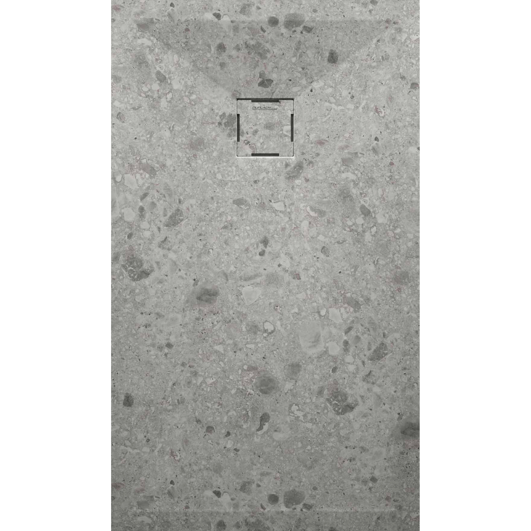 STONE NATURE Terrazo gris : receveur de douche extra-plat
