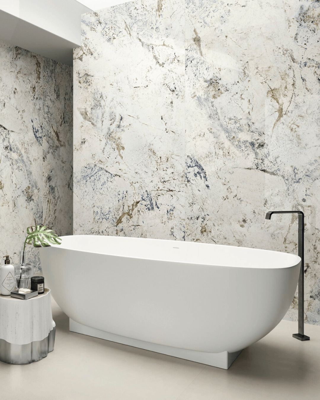 Grand Format Alpen Quartz Pol 120x280 - Carrelage blanc mural marbre et pierre grain poli effet miroir bords rectifiés