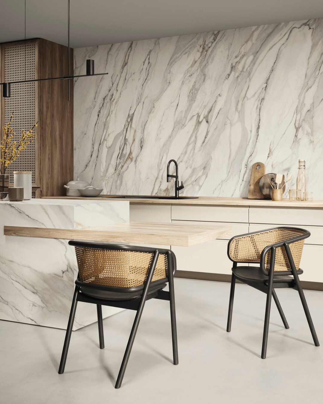 Grand Format Arabescato Corchia Honed 120x278 - Carrelage marbre blanc ivoire laqué mat bords rectifiés