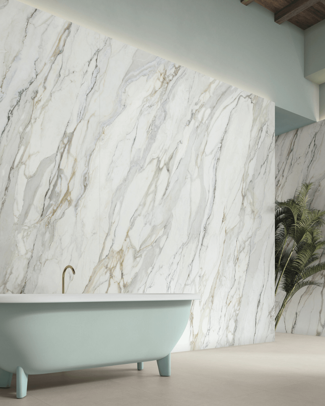 Grand Format Arabescato Corchia Honed 120x278 - Carrelage marbre blanc ivoire laqué mat bords rectifiés