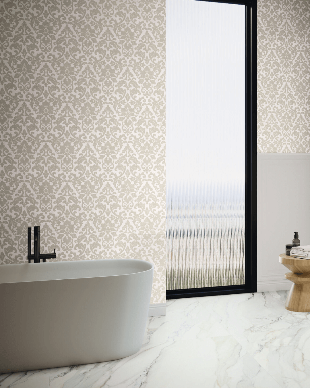 Arabescato Corchia Mat 120x120 - Carrelage marbre blanc ivoire finition mate bords rectifiés