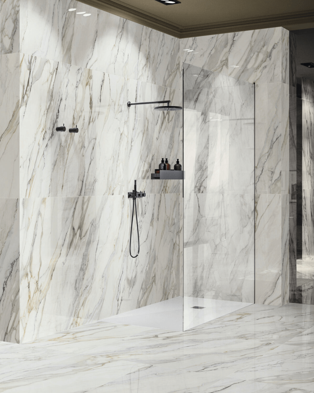 Arabescato Corchia Pol 60x120 - Carrelage marbre blanc ivoire grain poli effet miroir bords rectifiés