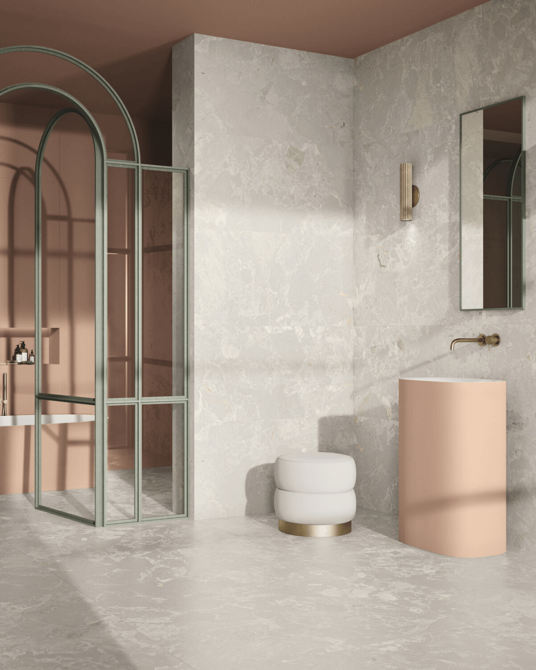 Aurora Taupe 120x120 - Carrelage taupe marbre et pierre mural et sol bords rectifiés