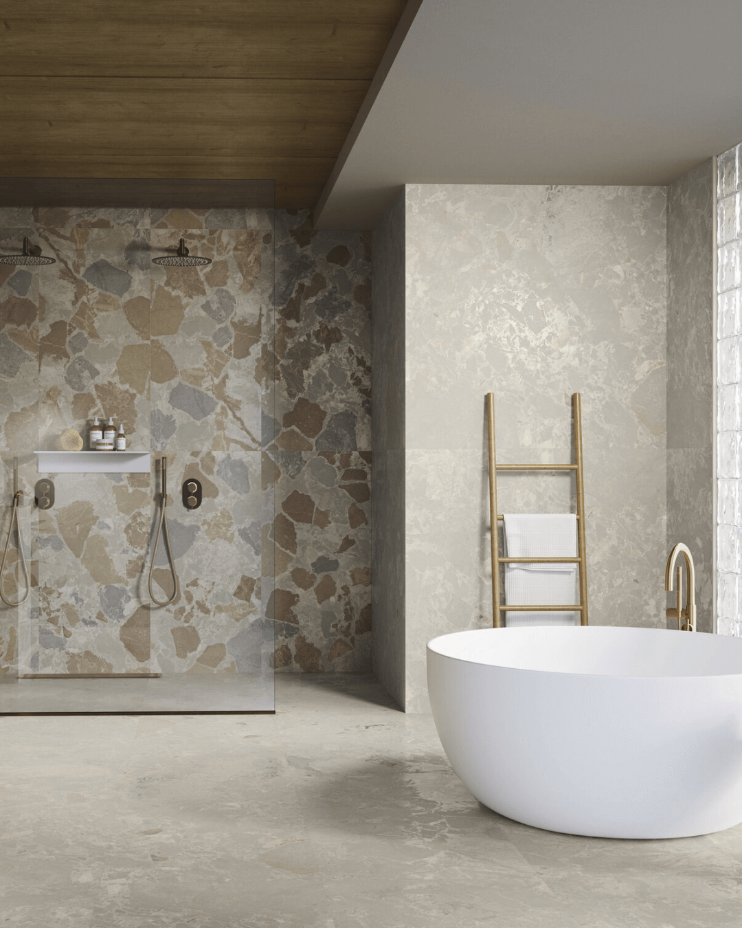 Aurora Taupe 60x120 - Carrelage taupe marbre et pierre mural et sol bords rectifiés