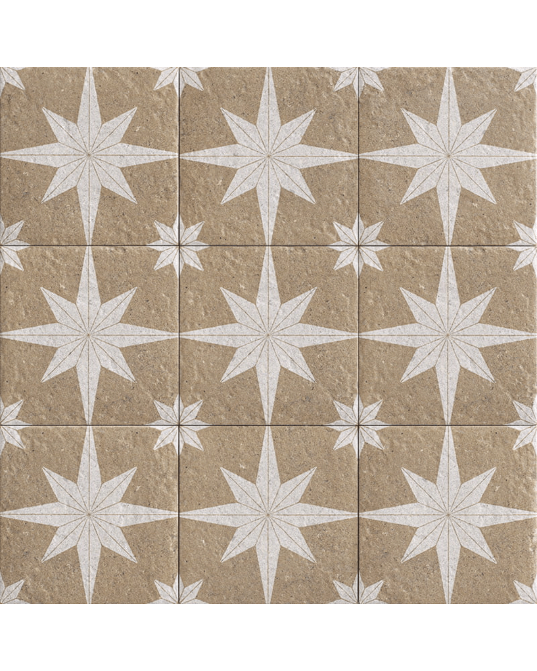 Bali Compass Sand 20×20 - Carrelage à motif mural et sol beige-brun style Pierre