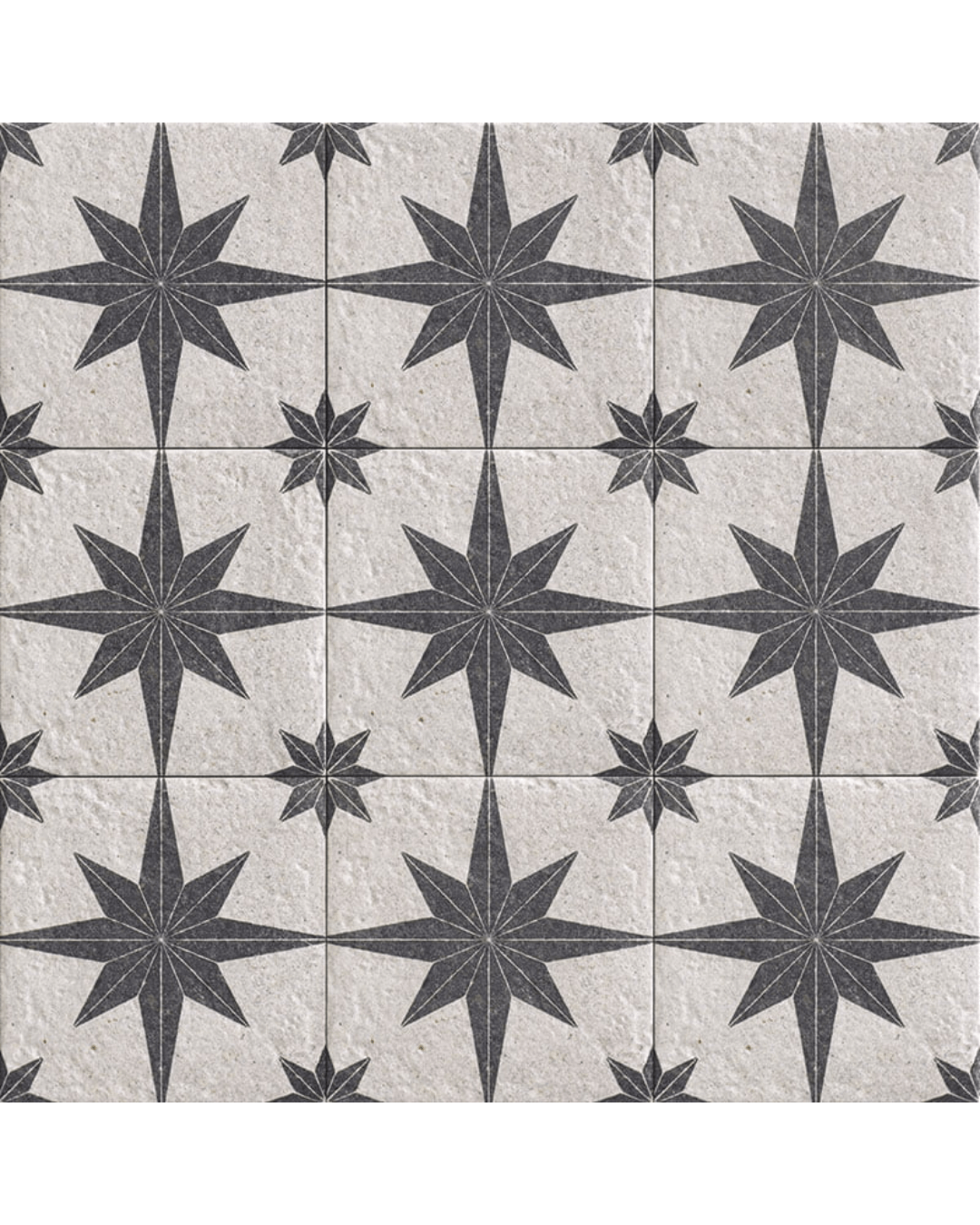 Bali Compass White 20×20 - Carrelage à motif mural et sol blanc-gris style Pierre