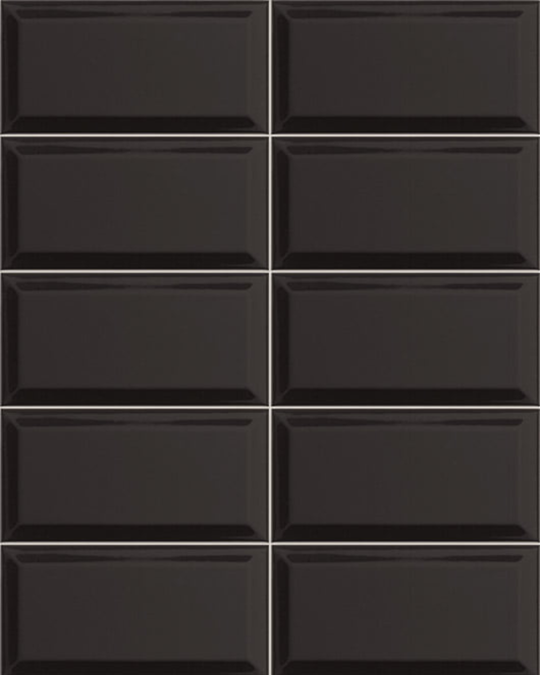Bissel Nero 10x20 - Carrelage mural noir brillant style Metro