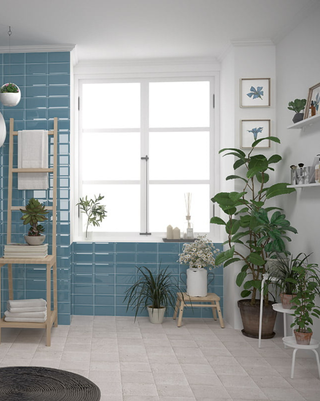 Bissel Blue Grey 10x20 - Carrelage mural bleu brillant style Metro