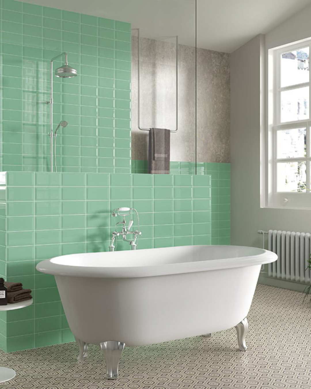 Bissel Emerald 10x20 - Carrelage mural vert émeraude brillant style Metro