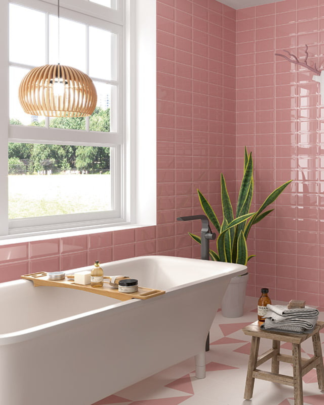 Bissel Pink 10x20 - Carrelage mural rose brillant style Metro