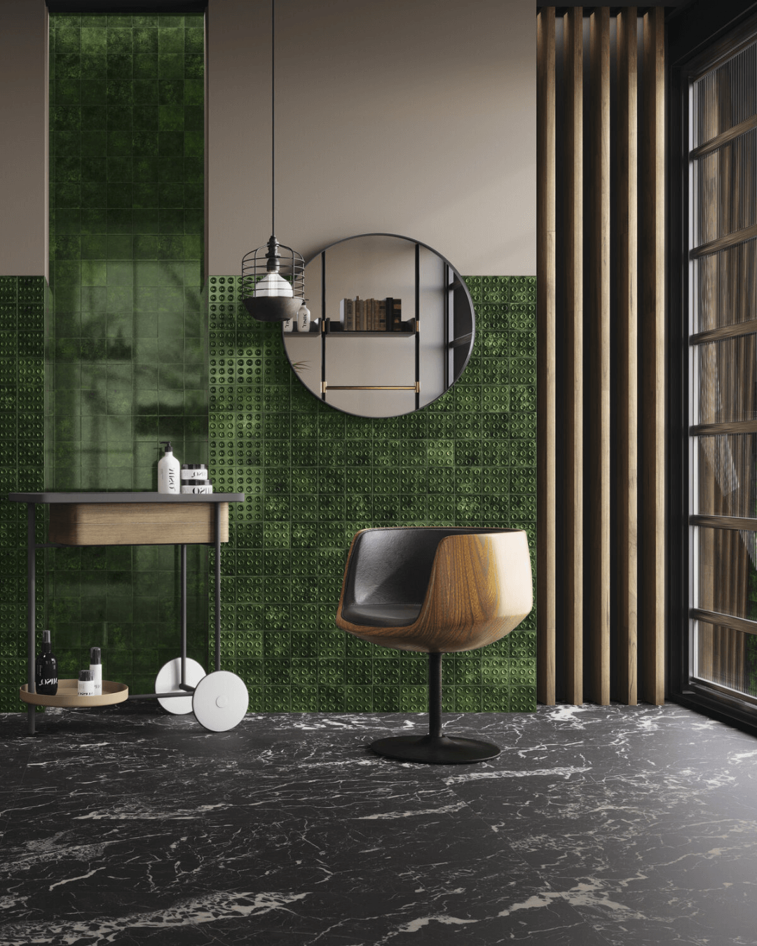 Black Hispania Mat 60×120 - Carrelage marbre noir mat bords rectifiés
